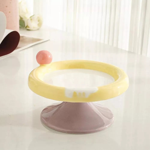 Ergonomic Elevated Wide Mouth Ceramic Cat Bowl
